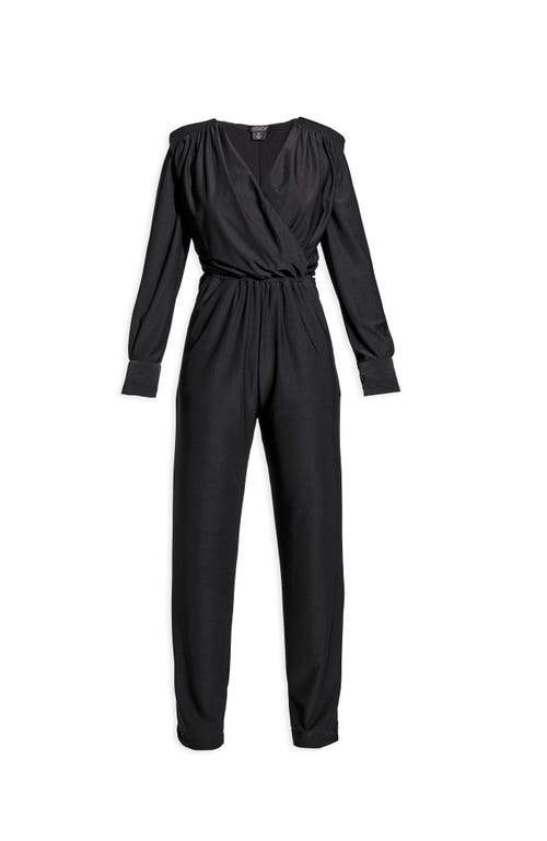 As By Df Emery Long-sleeve Surplice Jumpsuit In Black