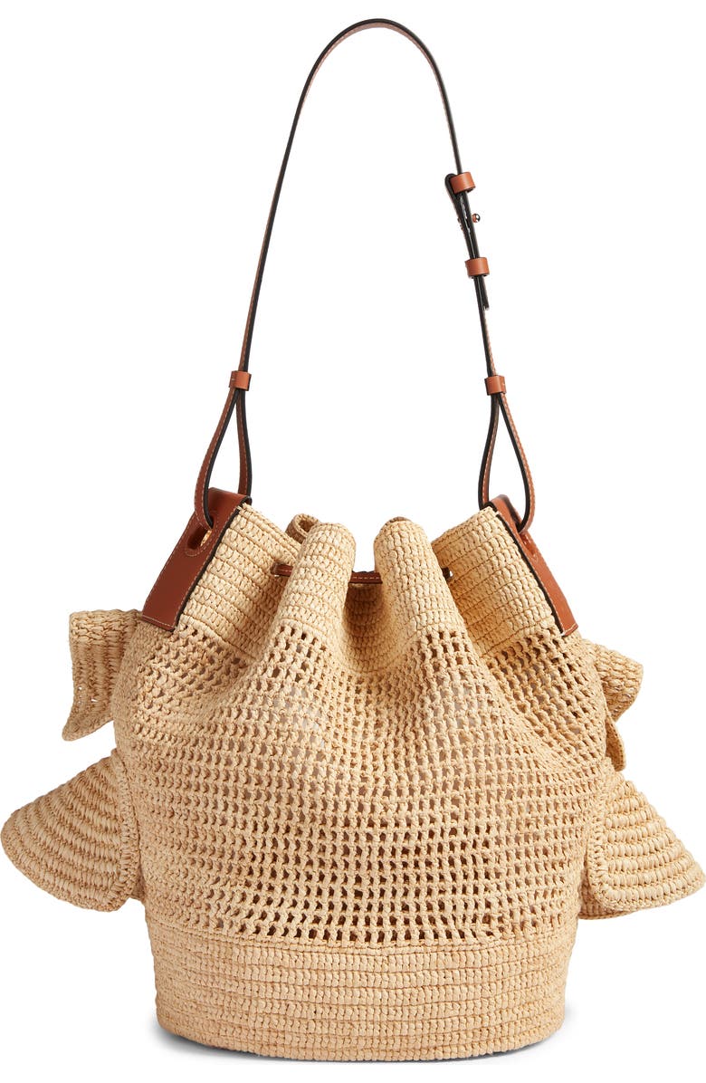 Loewe x Paula's Ibiza Balloon Ruffle Raffia Bucket Bag, Alternate, color,