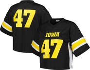 Established & Co. Women's Established & Co. #47 Black Iowa Hawkeyes Fashion Boxy Cropped Football Jersey