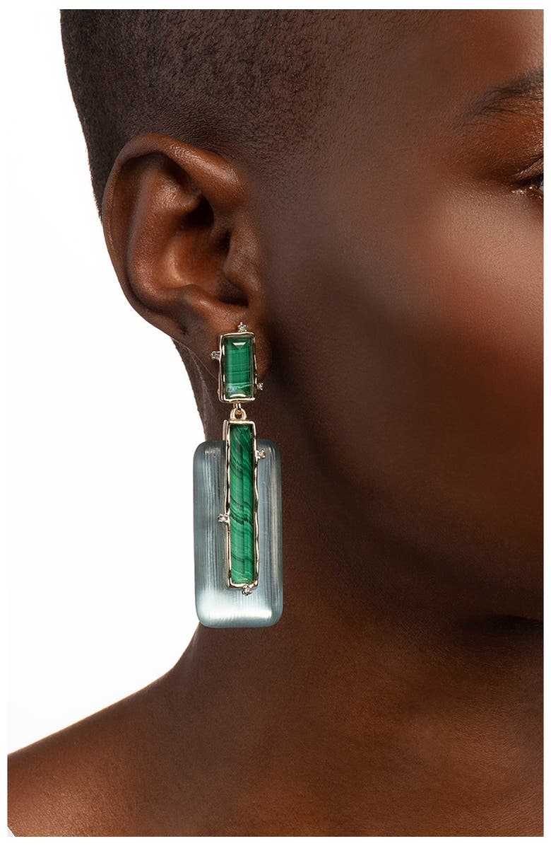 Alexis Bittar 10K Gold Plated Stone Retro Drop Clip-On Earrings, Alternate, color,