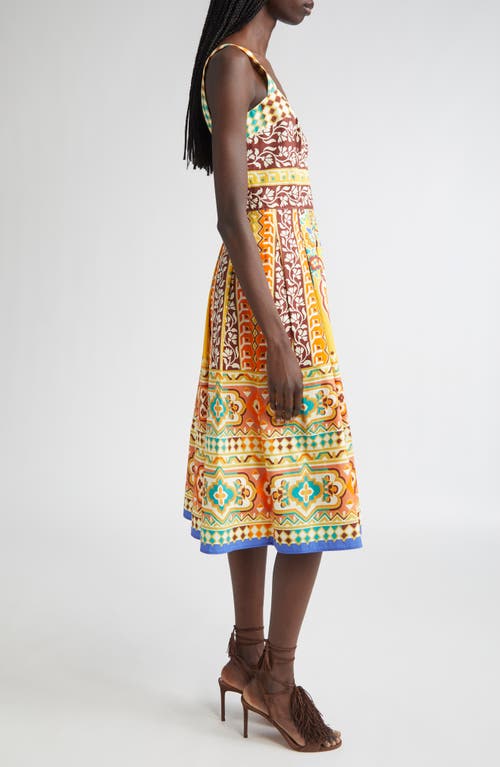 Etro Geo Floral Cotton Poplin Sundress In Yellow
