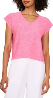 Vince Camuto Sequin Accent Short Sleeve Sweater