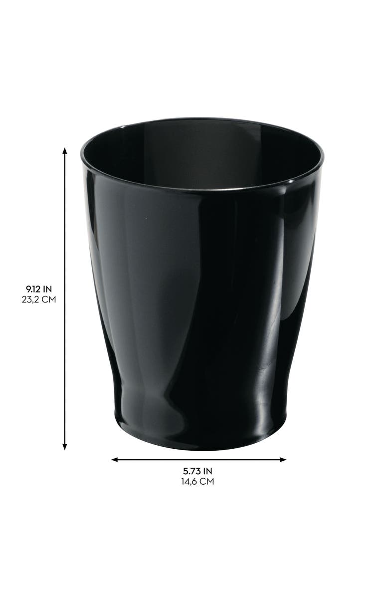 iDesign Small Round Plastic Bathroom Trash Can - Ideal for Bathroom or Office - Set of 4 - Black, Alternate, color, Black