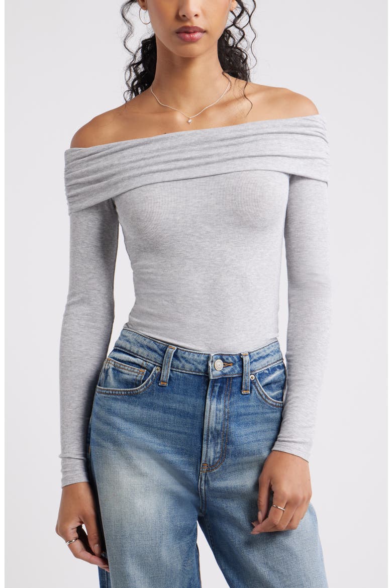 Rib Off the Shoulder Top, Main, color, GREY SOFT HEATHER