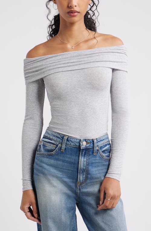 Bp. Rib Off The Shoulder Top In Gray