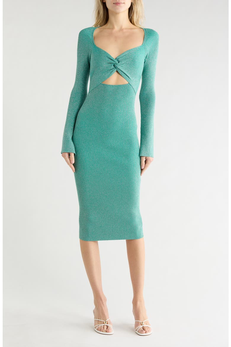 Boa Long Sleeve Twisted Front Dress, Main, color, JADE