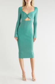 L'AGENCE Boa Long Sleeve Twisted Front Dress