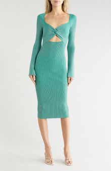 L'AGENCE Boa Long Sleeve Twisted Front Dress