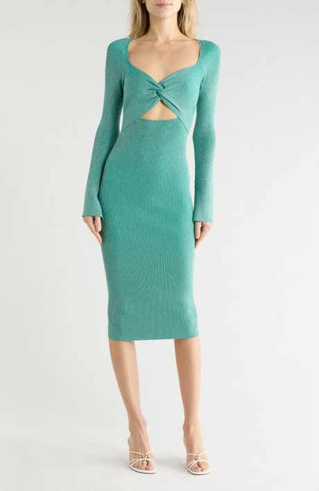 L'AGENCE Boa Long Sleeve Twisted Front Dress