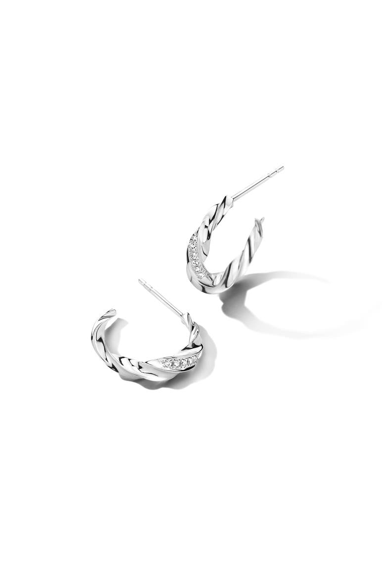 Serendipity Diamond Hoops |  12 natural diamonds | 925 Sterling Silver | Earrings | Pin | White Rhodium, Alternate, color, White Rhodium