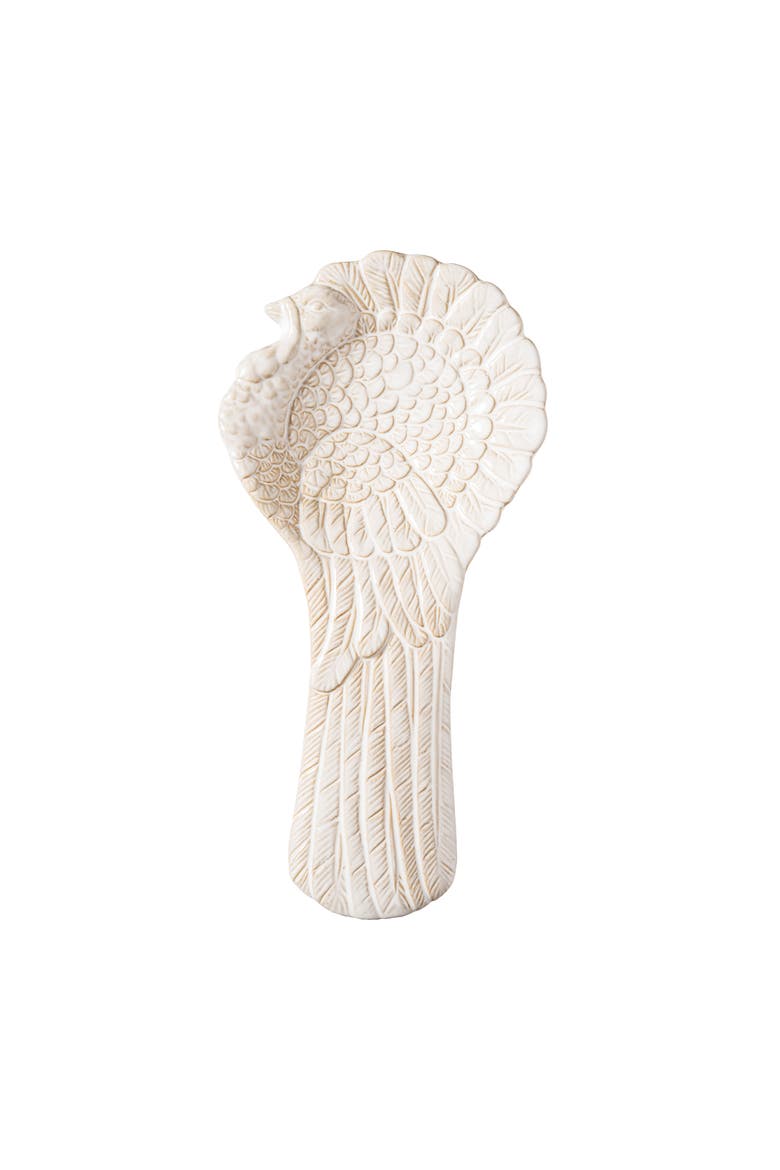 White Turkey Stoneware Thanksgiving Kitchen Spoon Rest 9", Main, color, White