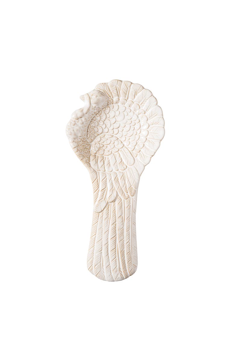 C&F Home White Turkey Stoneware Thanksgiving Kitchen Spoon Rest 9", Main, color, White