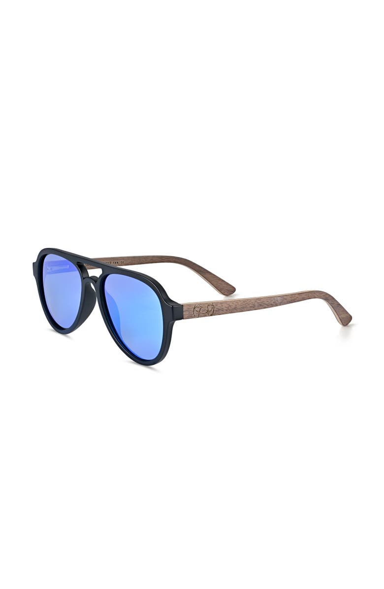 EARTH WOOD Mazatlan Polarized Sunglasses, Main, color, Walnut/Blue