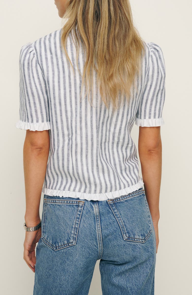 Reformation Bess Button Front Linen Top, Alternate, color,