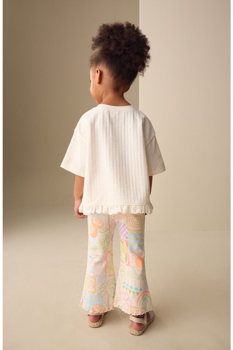 Kids' Rib Graphic T-Shirt & Flare Leggings Set, Alternate, color, WHITE