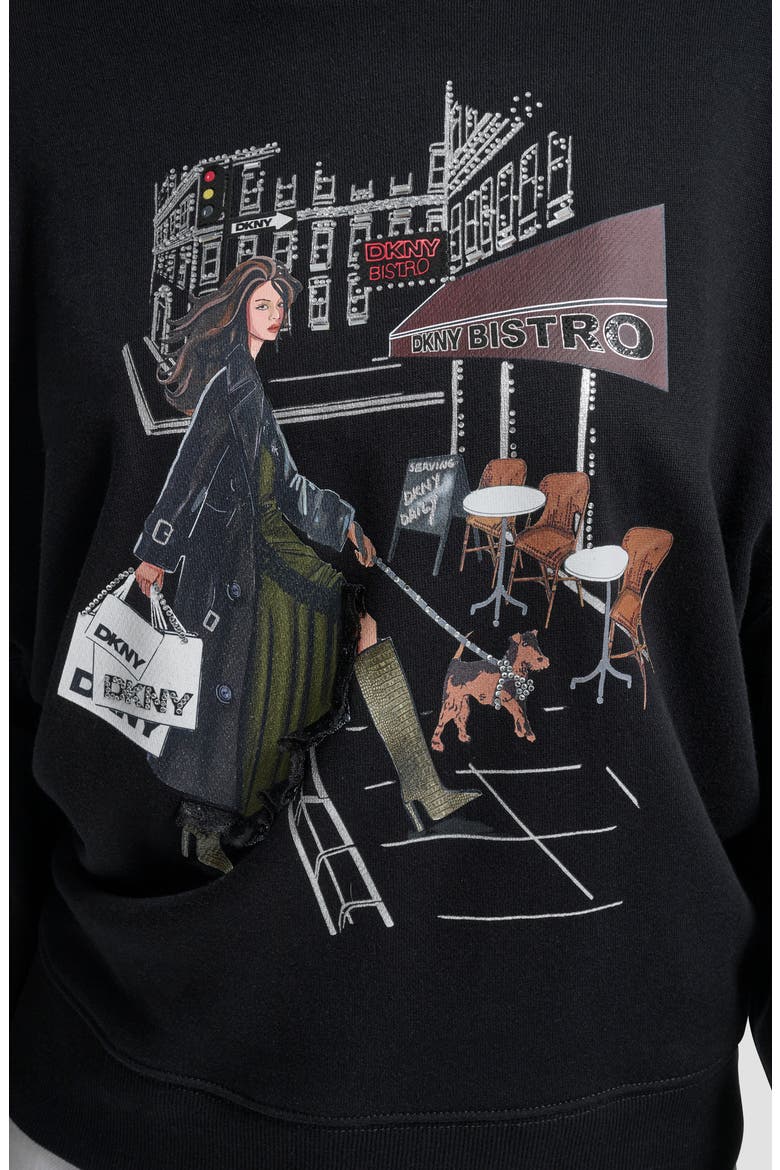 Bistro Conversational Cotton Blend Graphic Sweatshirt, Alternate, color, BLACK
