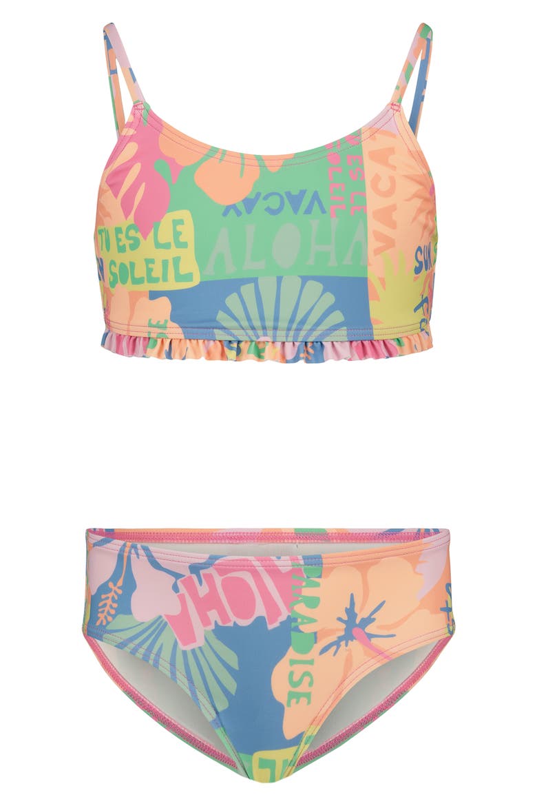 Kids' Sun Scape Two-Piece Swimsuit, Main, color, FUCHSIA PINK