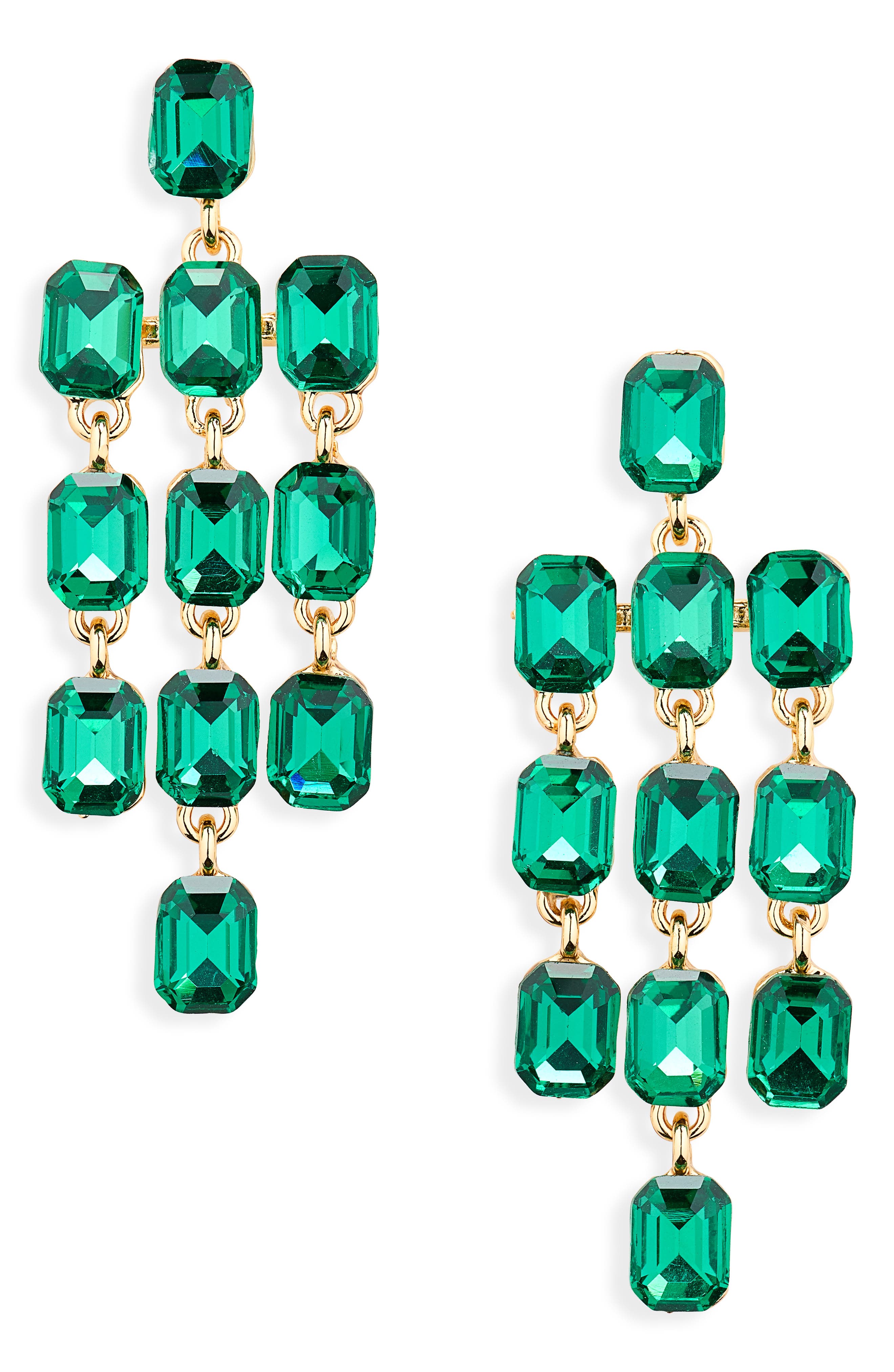 Cara Fringe Baguette Crystal Chandelier Drop Earrings