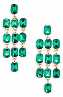 Cara Fringe Baguette Crystal Chandelier Drop Earrings