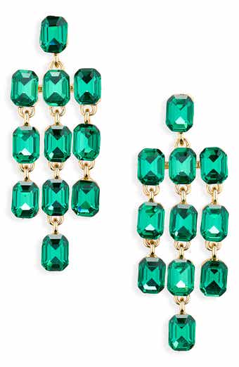 Cara Fringe Baguette Crystal Chandelier Drop Earrings