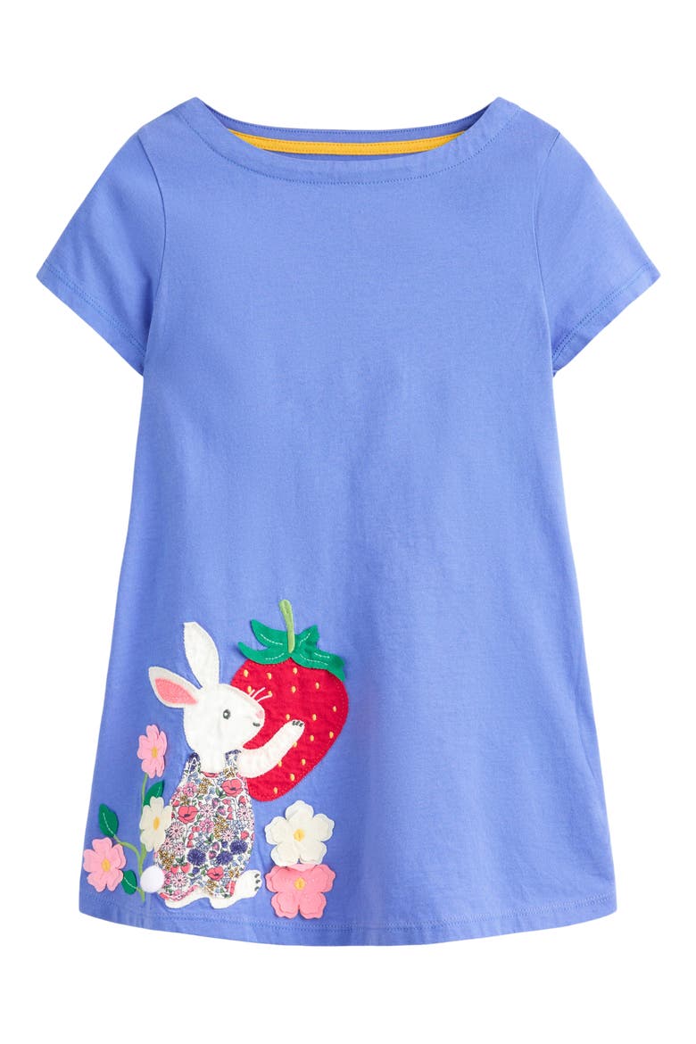 Kids' Bunny Appliqué Cotton Graphic Tunic Top, Main, color, SURF BLUE BUNNY