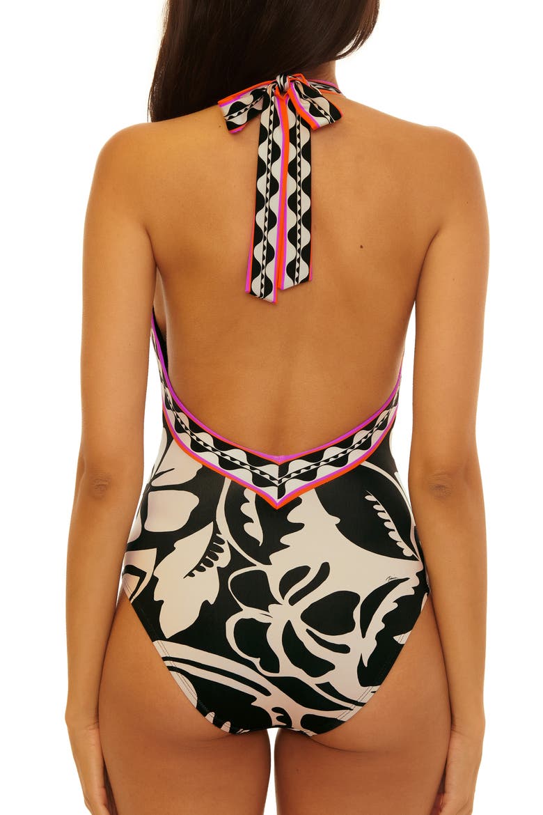 Plunge One-Piece Swimsuit, Alternate, color, FLORENCE