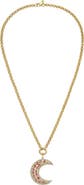 Lionheart 14K Gold Måneskin Pink Sapphire Moon Charm Rolo Necklace