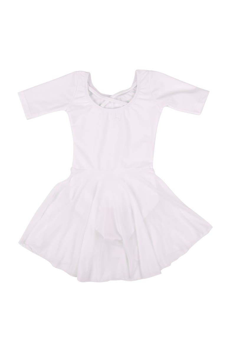 Leveret Girls Short Sleeve Skirted Leotard, Alternate, color, White