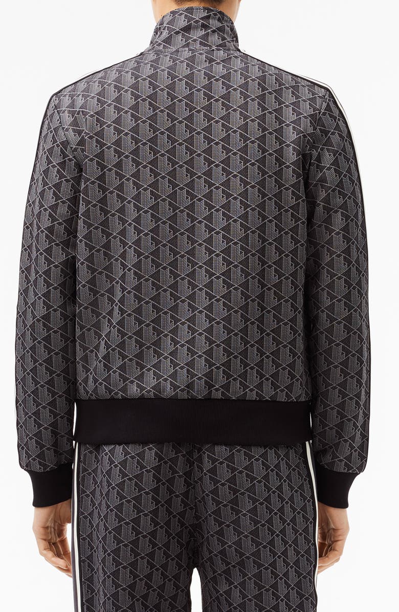 Lacoste Logo Monogram Stripe Track Jacket, Alternate, color, Black Graphite