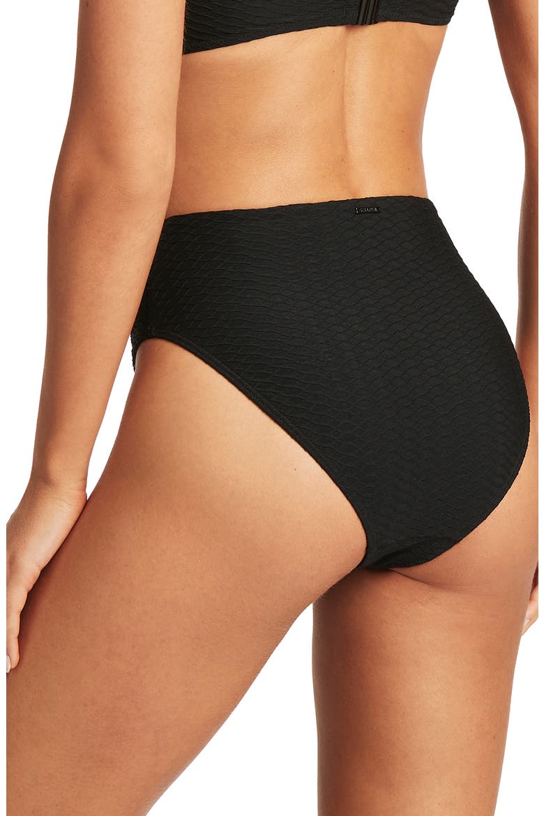 Retro High Waist Bikini Bottoms, Alternate, color, BLACK