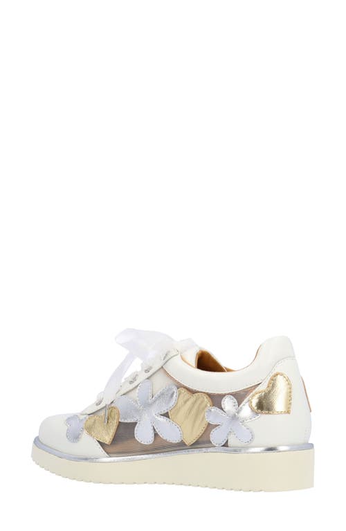 L'amour Des Pieds Zeneta Embellished Sneaker In White/silver/gold