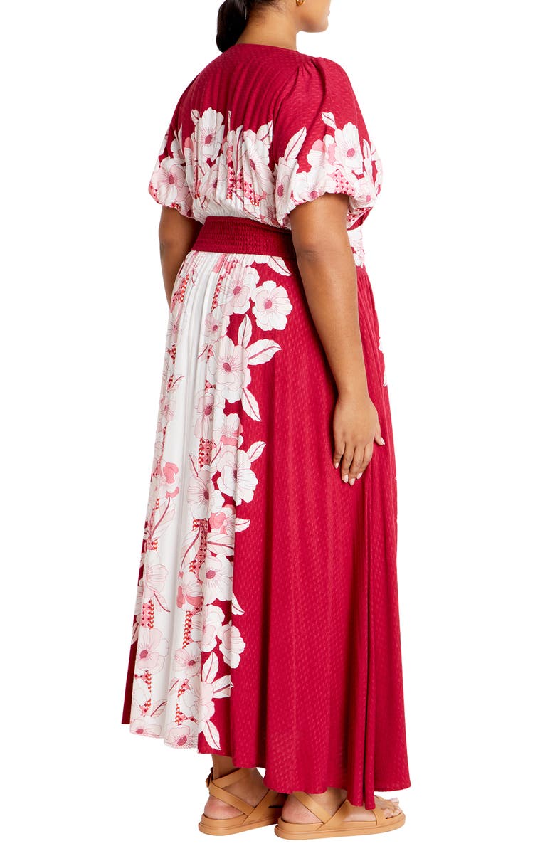 City Chic Sybelle Shirred Waist Print Maxi Dress, Alternate, color, 