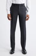 ZANETTI Slim Fit Flat Front Charcoal Grey Wool Dress Pants