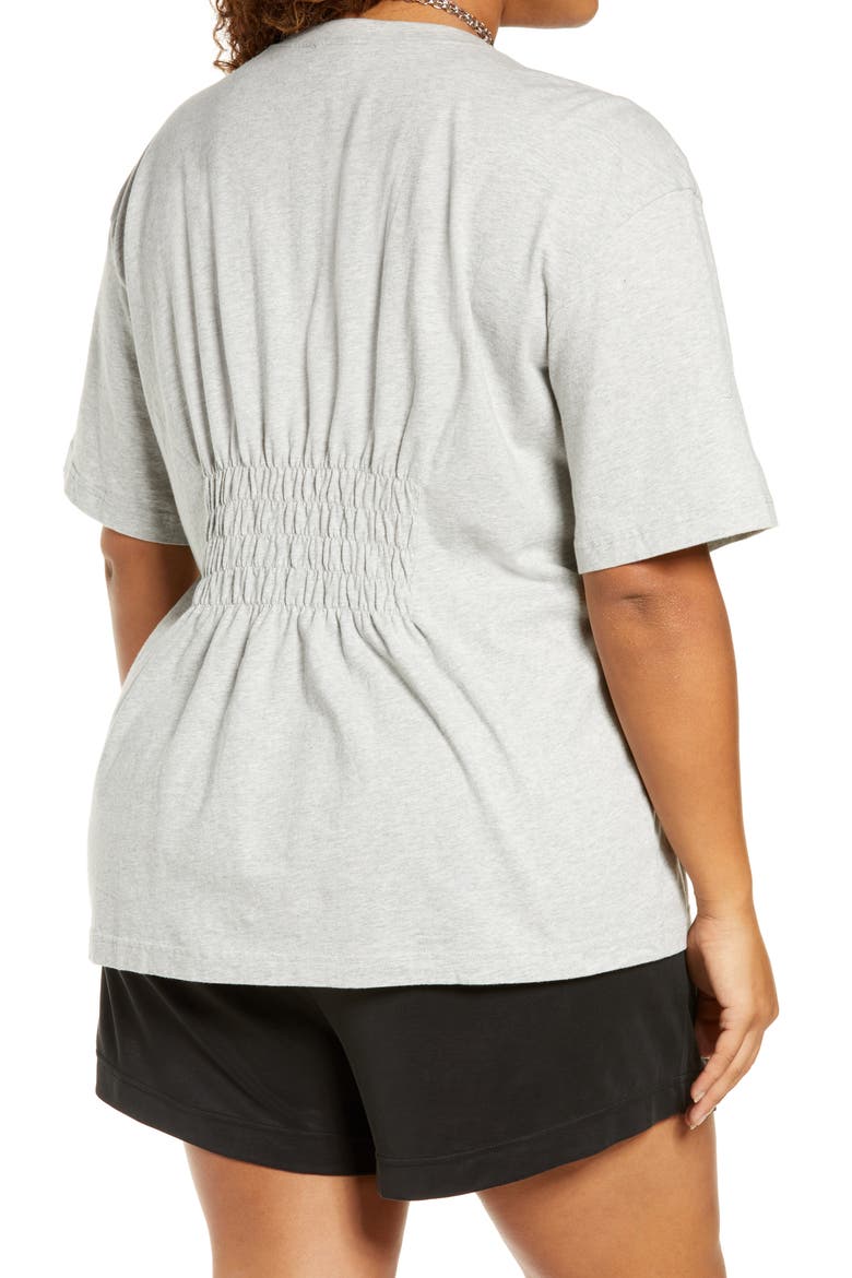 Smocked Waist Organic Cotton T-Shirt, Alternate, color, GREY LIGHT HEATHER