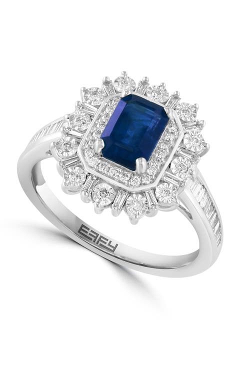 14K White Gold Sapphire Royale Diamond Ring