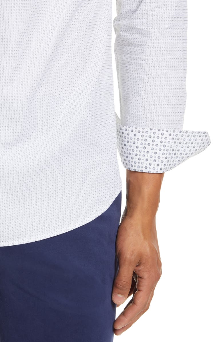 Ted Baker London Lintsy Slim Fit Microprint Button-Up Shirt, Alternate, color, White