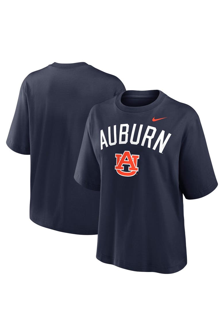 Women's Nike  Navy Auburn Tigers Arch Logo Boxy T-Shirt, Alternate, color, Navy