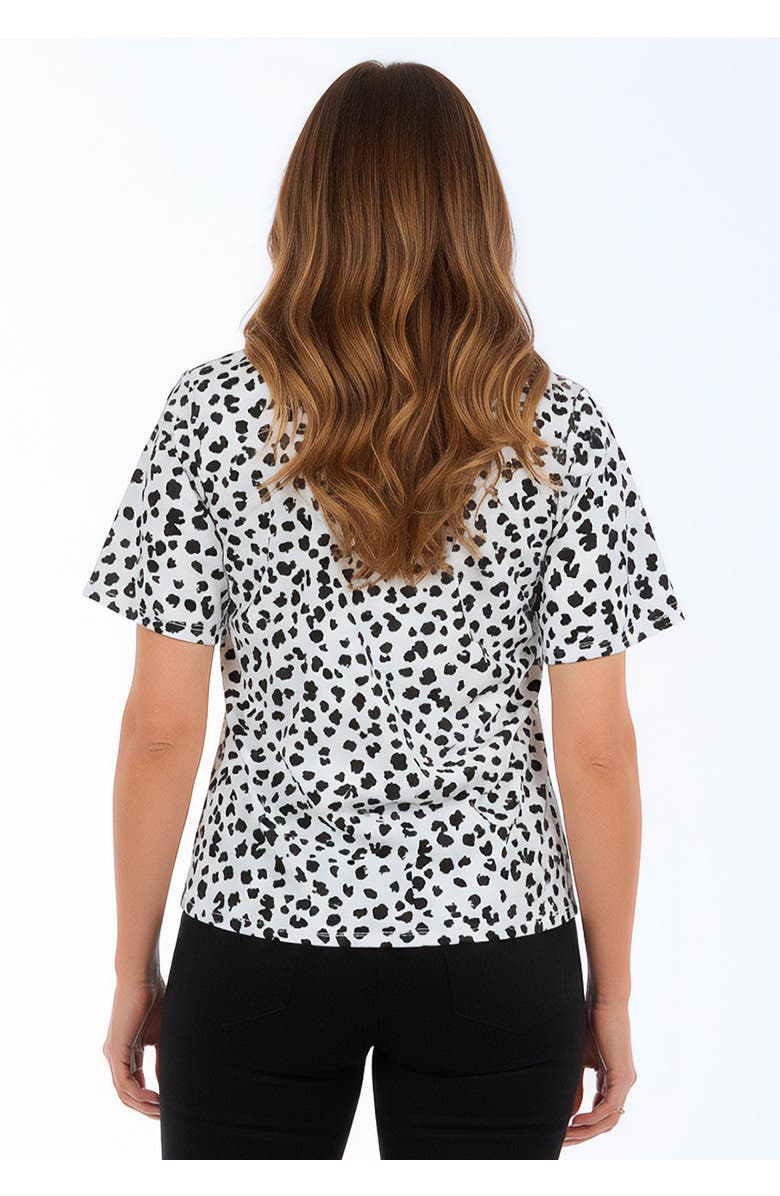 Jessica London Stretch Crepe Tie Waist Top, Alternate, color, White Cheetah Dot