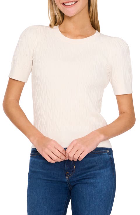 【ULLALA】Pruang short sleeve women's fair ivory Women's Linen-blend Guayabera Shirt - White | Cubavera