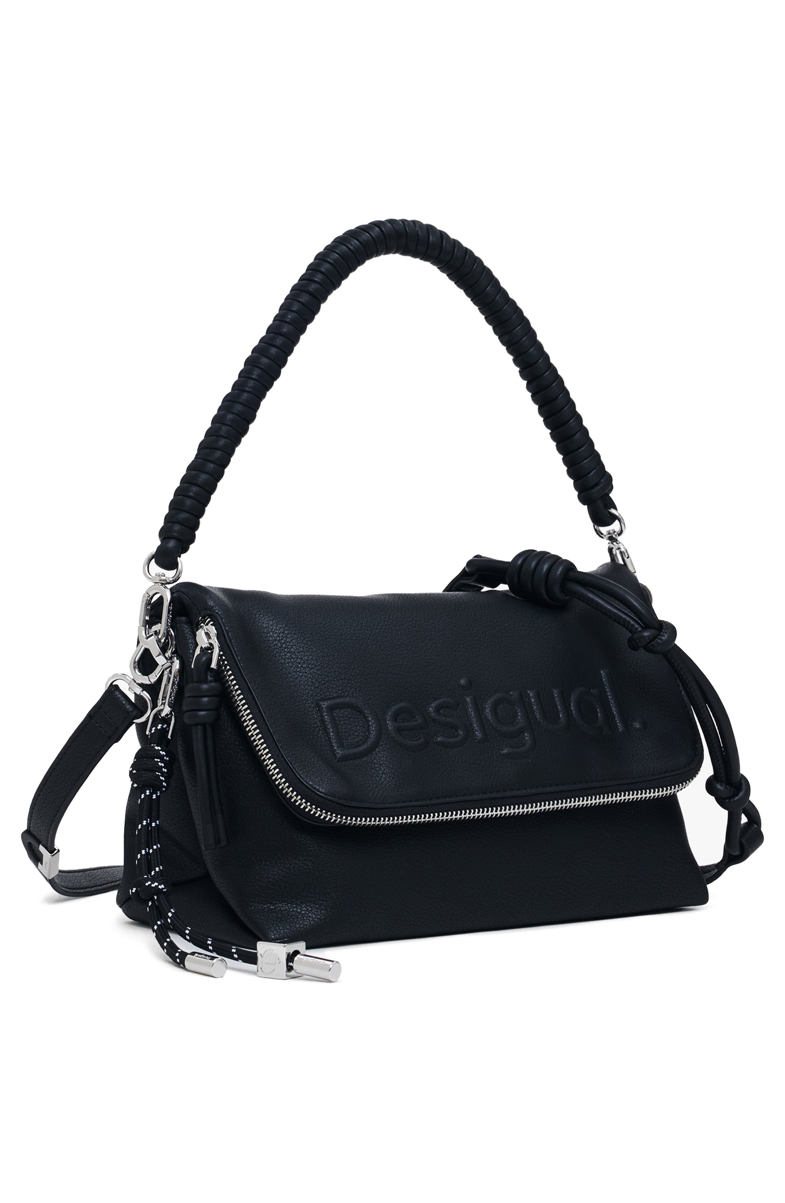 Desigual Faux Leather Shoulder Bag, Alternate, color, Black