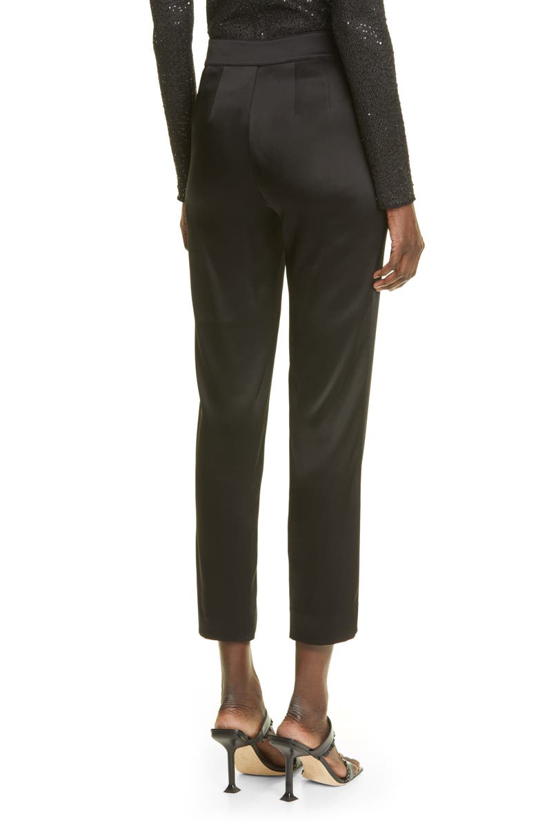 ST. JOHN Collection Emma Satin Ankle Pants, Alternate, color, Caviar