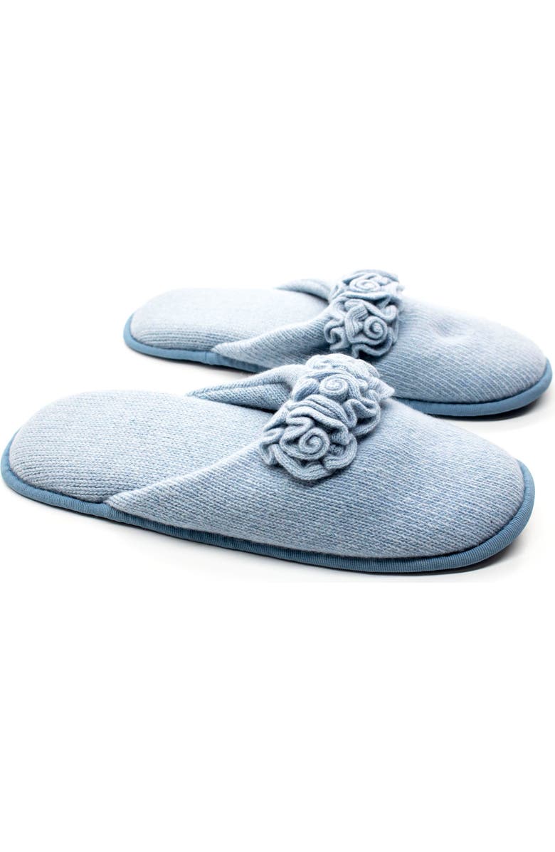 Portolano Flower Trim Cashmere Scuff Slipper, Main, color,