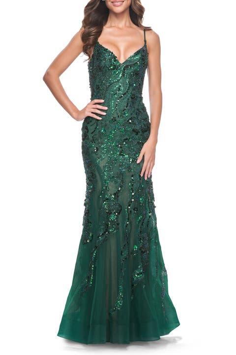Mermaid Sequin and Beaded Embellished Prom Dress