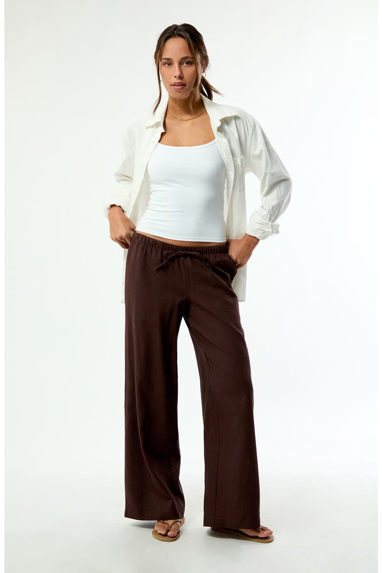 Alisa Linen Blend Wide Leg Pants, Alternate, color, BROWN