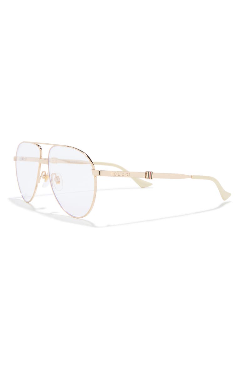 59mm Aviator Optical Glasses, Alternate, color, GOLD GOLD TRANSPARENT