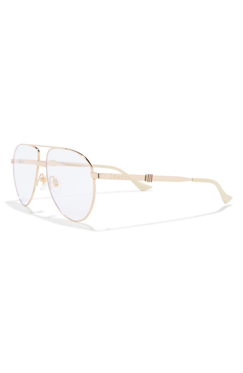 Gucci 59mm Aviator Optical Glasses, Alternate, color, 