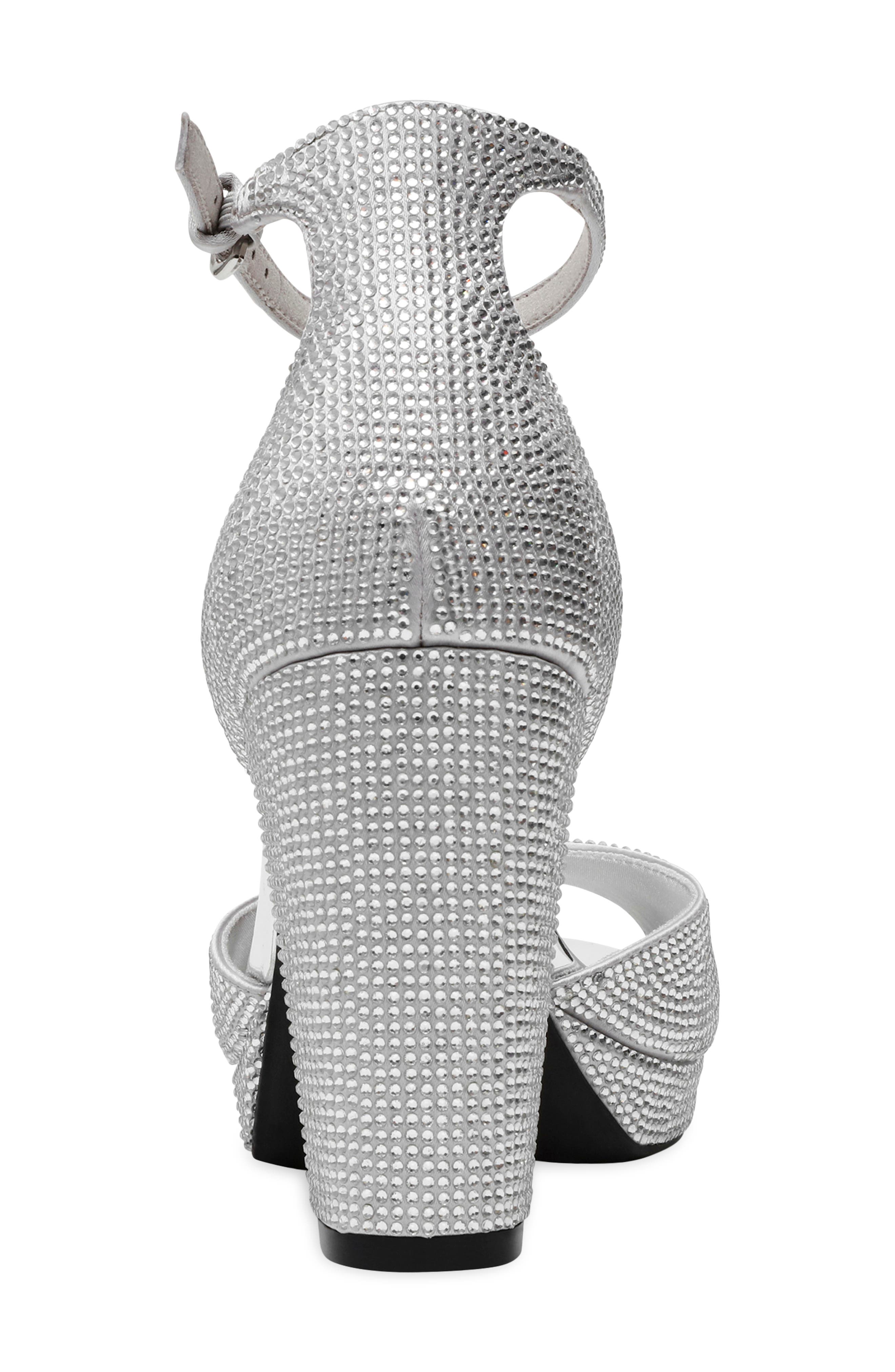 Vista Ankle Strap Platform Sandal, Alternate, color, SILVER CRYSTAL