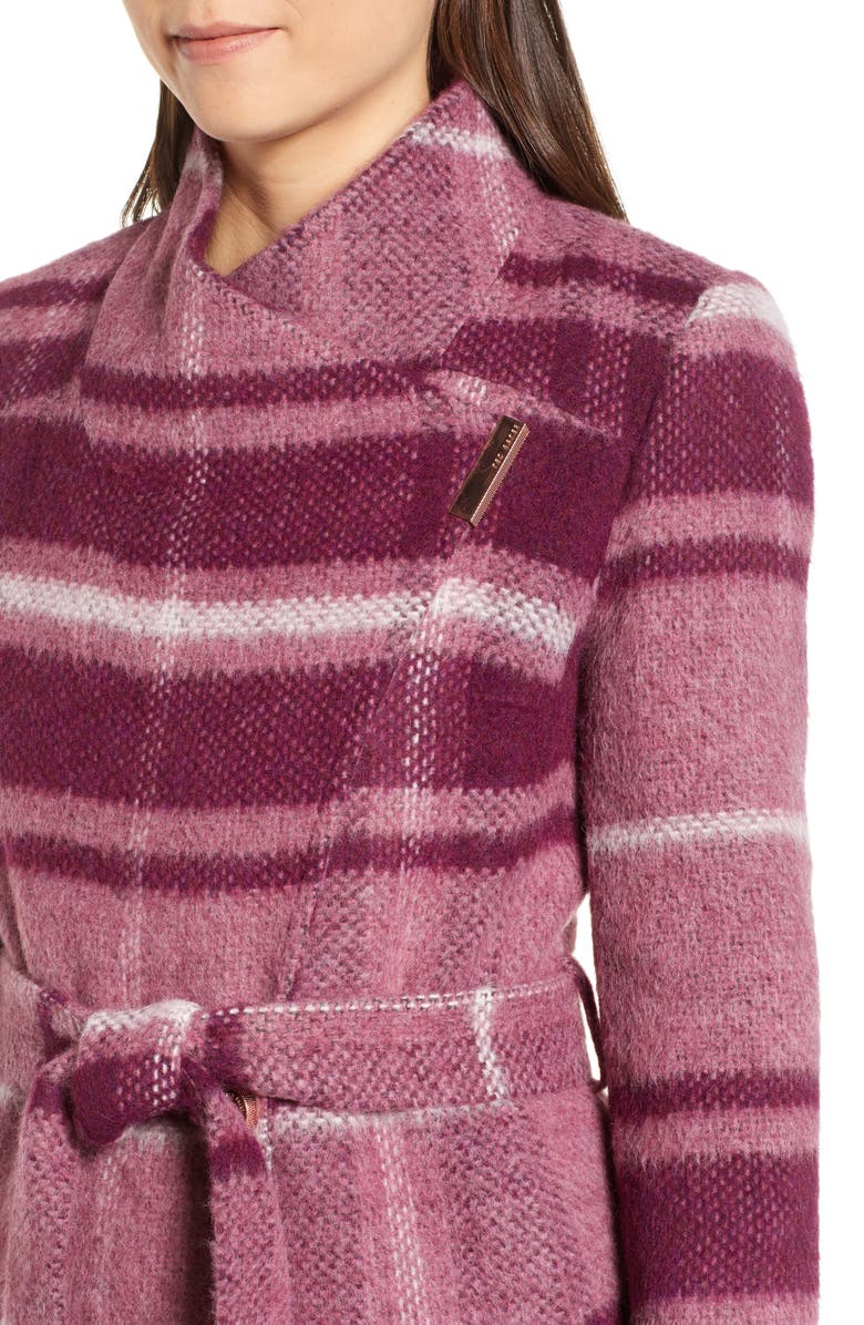 Ted Baker London Check Wrap Coat, Alternate, color, 