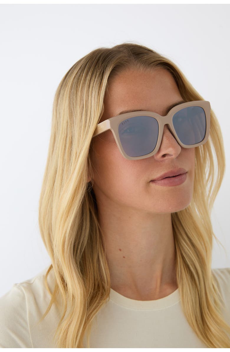 DIFF Meredith 54mm Square Sunglasses, Alternate, color, Silver Flash