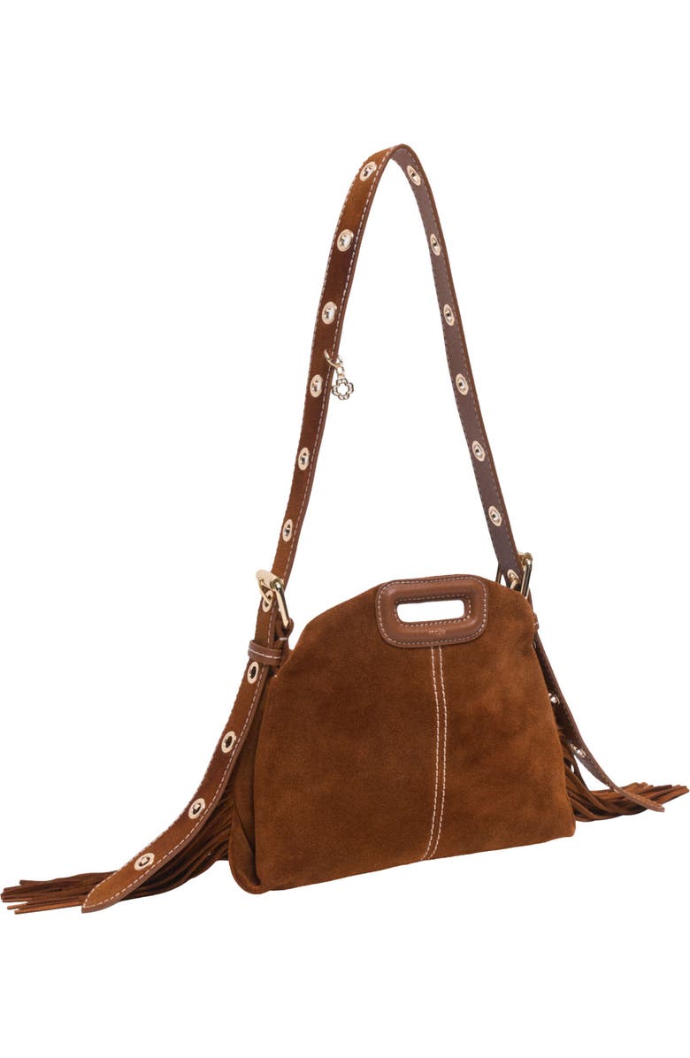 maje Topstitched suede Miss M Mini bag, Alternate, color, Brown